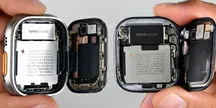 Apple Watch Series 12 and Apple Watch Ultra 4 opened on a workbench during the iFixit teardown