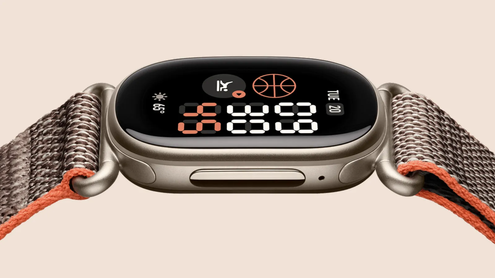 Edición Stephen Curry del Fitbit Edge, con caja de aluminio dorado y correa textil