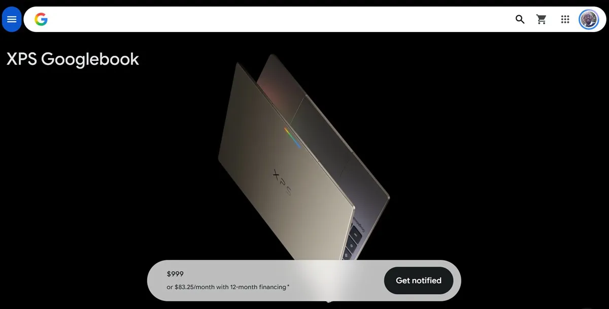 Aviso de falta de stock del Dell XPS Googlebook en la tienda de Google