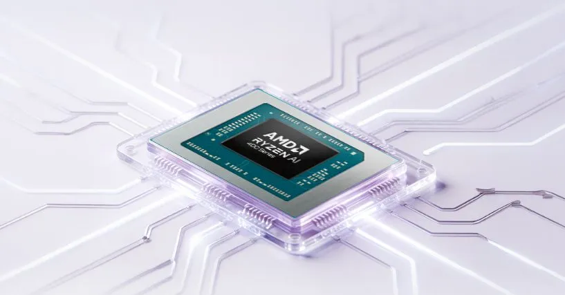 Ilustración de un procesador AMD Ryzen AI incluida por MyDrivers