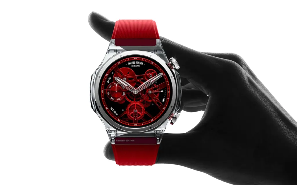 Vista del Xiaomi Watch S5 Transparent Edition de perfil