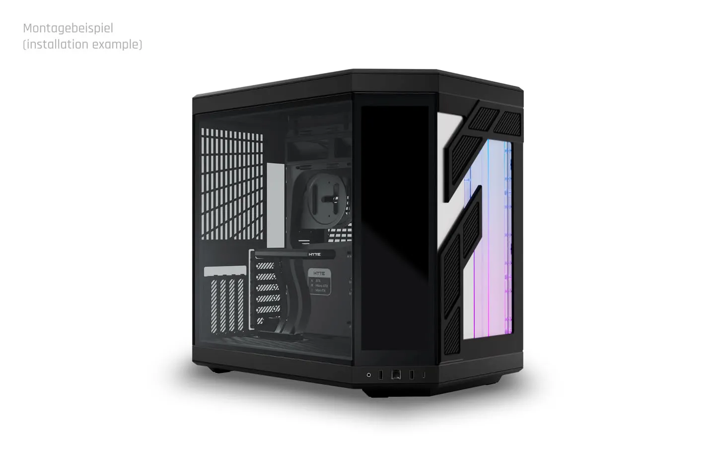 Placa de distribución Alphacool Apex montada en una caja Hyte Y70