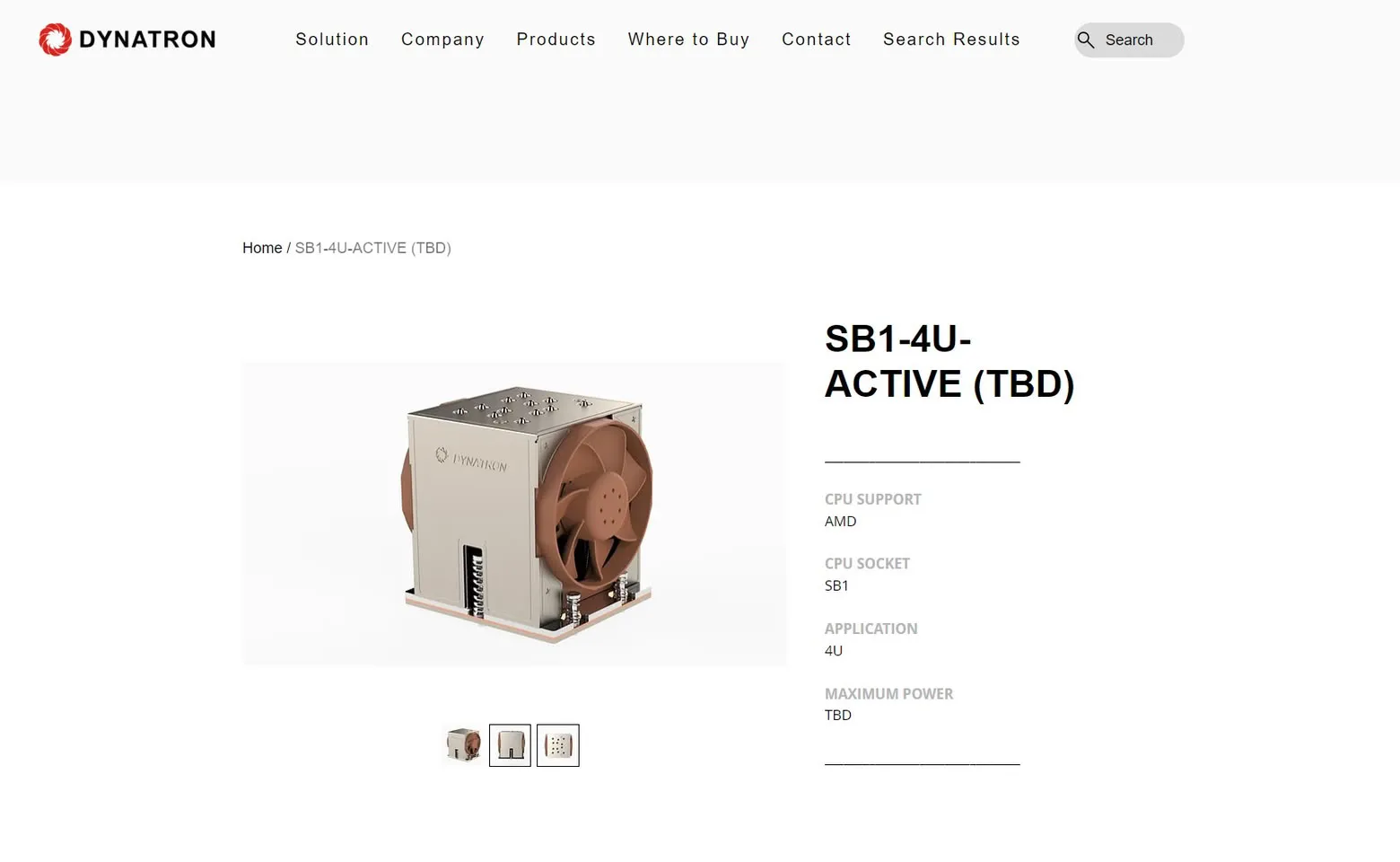 The SB1-4U-ACTIVE (TBD) product page on Dynatron’s website
