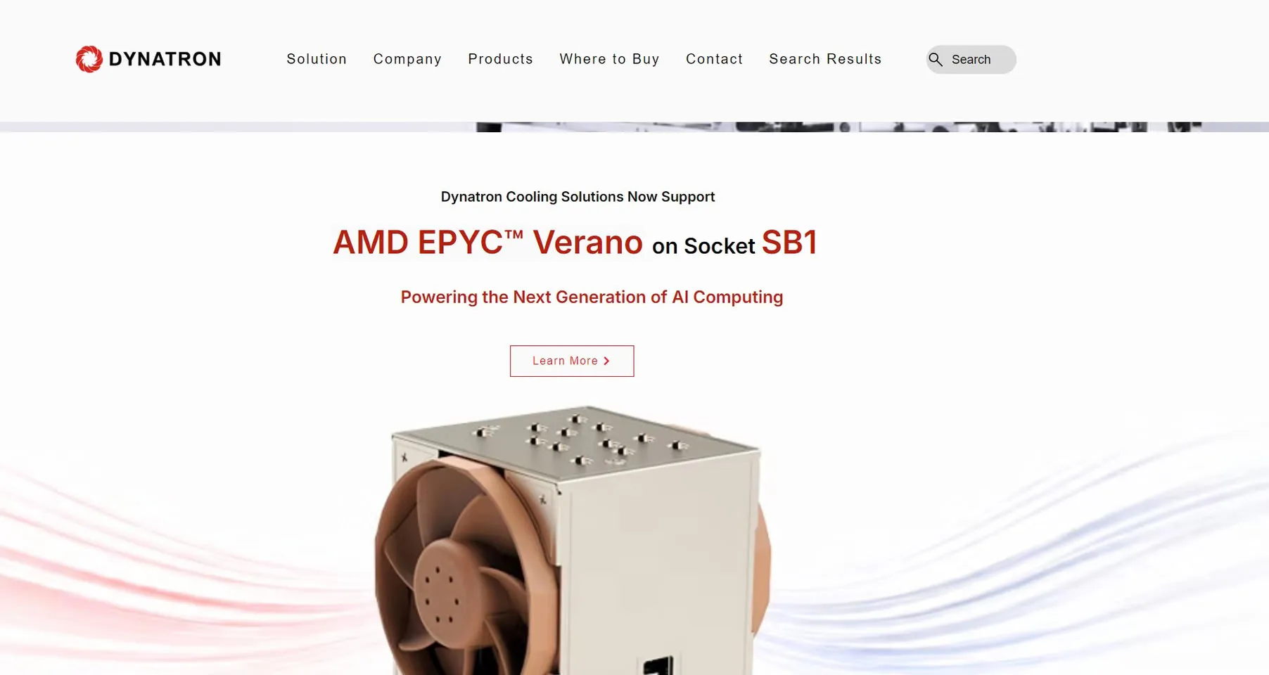 Dynatron page announcing support for AMD EPYC Verano on socket SB1