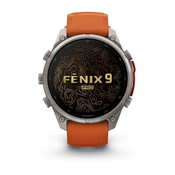 Garmin Fenix 9 Pro en naranja, vista de producto