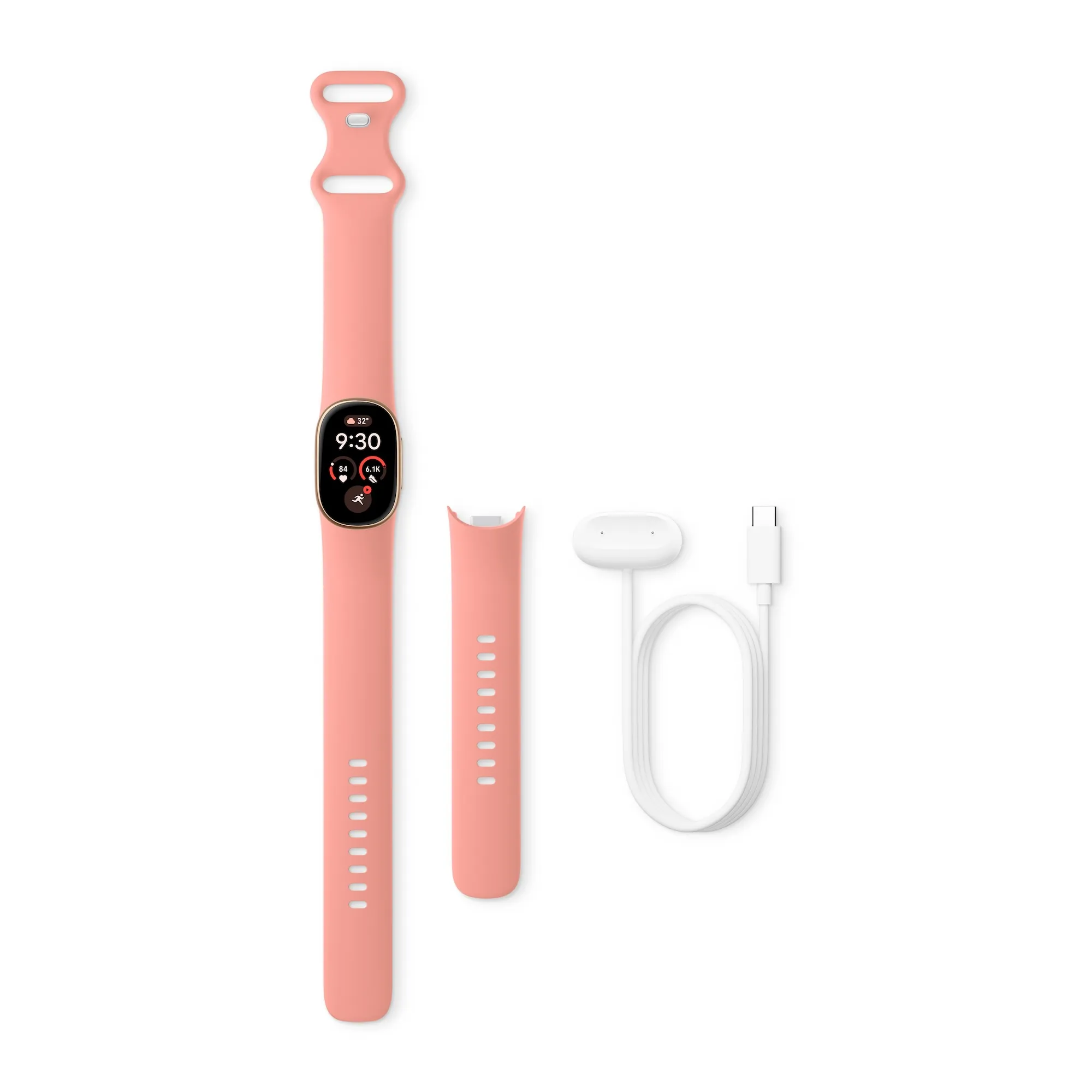 Cara inferior del Fitbit Edge con el cargador magnético USB-C