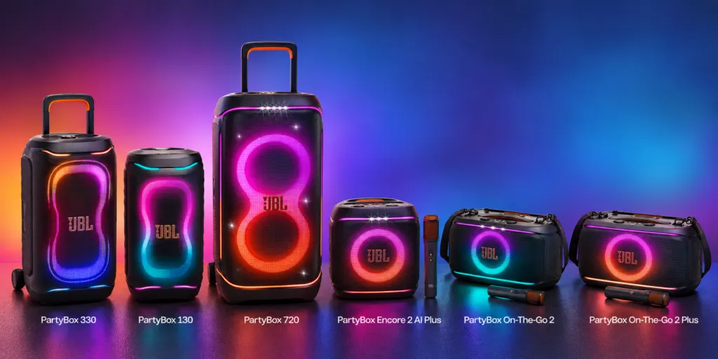Familia de altavoces PartyBox de JBL presentada junto al PartyBox 720