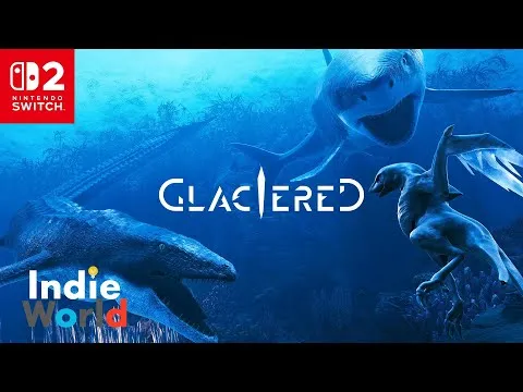 Dos reptiles marinos y una criatura alada bajo el agua en tonos azules, miniatura de Glaciered