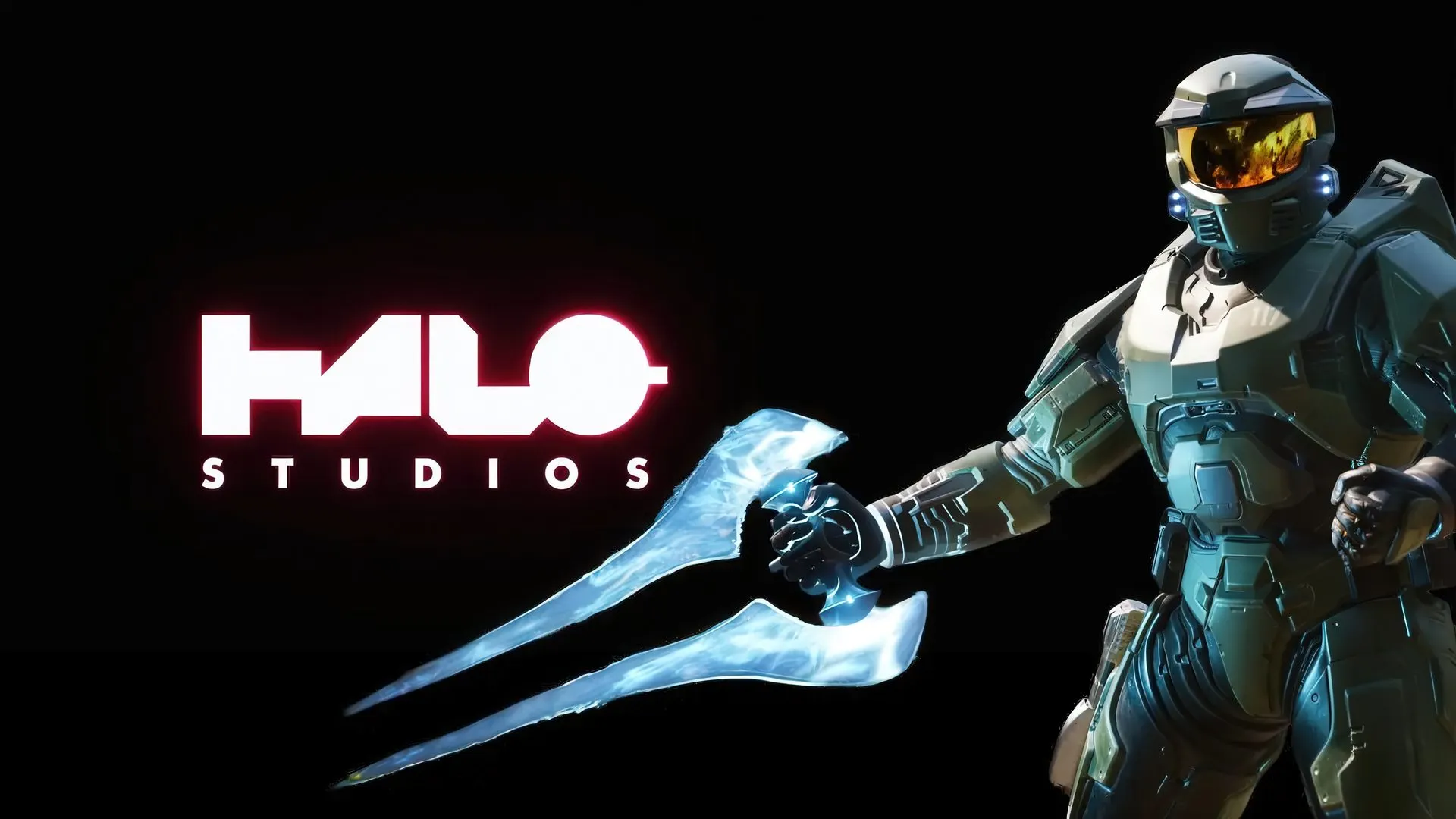 Personaje con armadura futurista junto al logotipo de Halo Studios sobre fondo oscuro