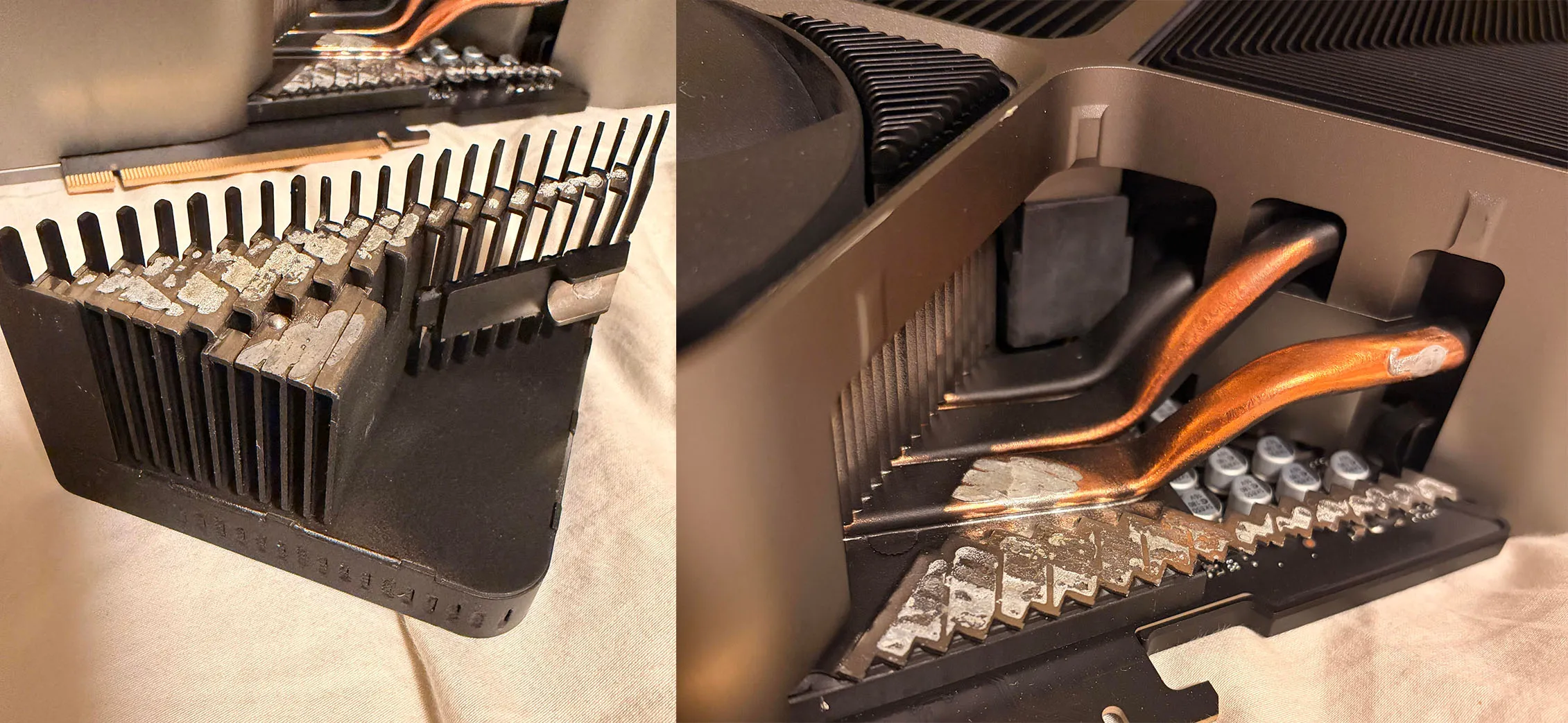 Segundo ángulo de la RTX 4090 Founders Edition con el bloque de aletas separado del disipador