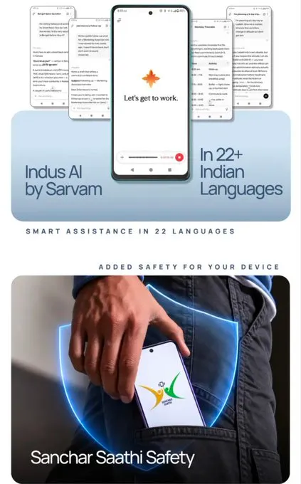 El HMD Vibe2 Pro ejecutando Indus AI y su función de seguridad