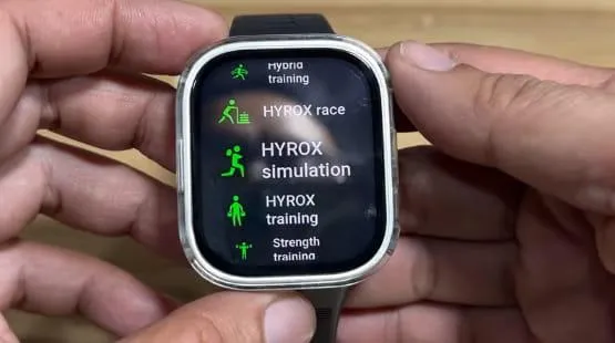 Vista del Amazfit BIP Max con la función HYROX activa