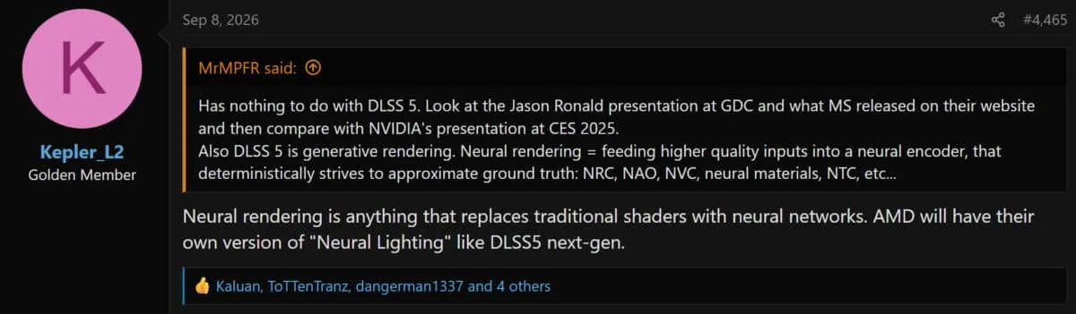 Material gráfico difundido junto a la filtración sobre renderizado neuronal y FSR Diamond