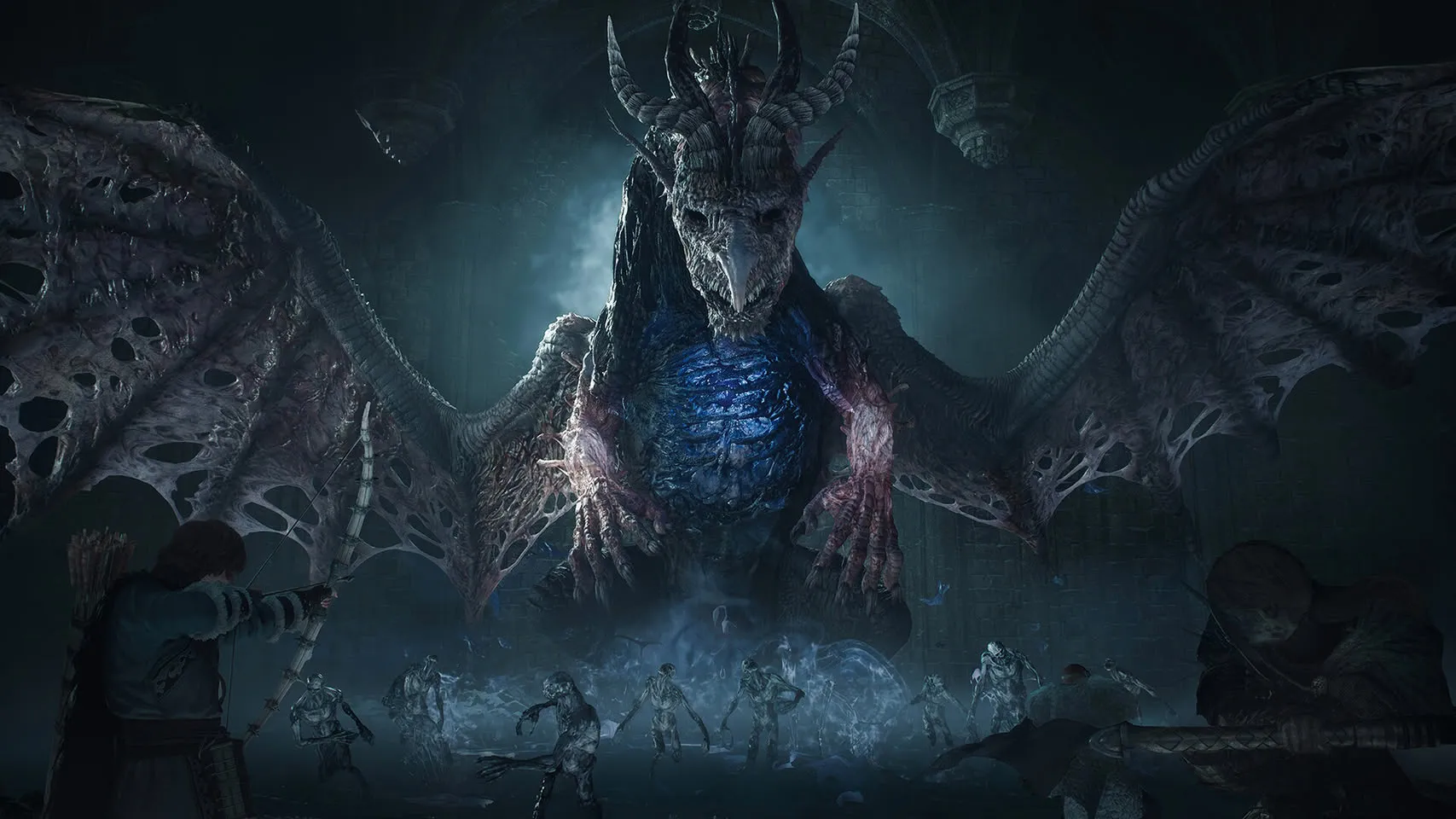 Un arquero dispara a un dragón en una estancia de Dragon’s Dogma 2: Dark Arisen