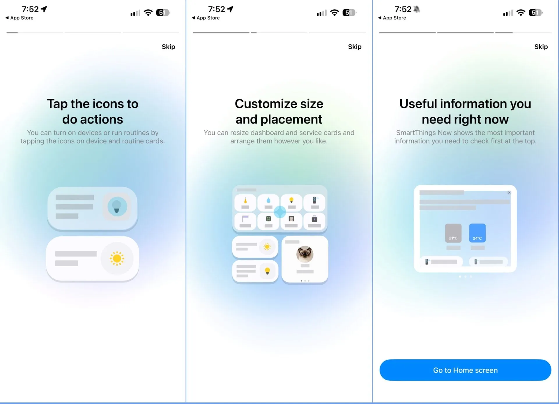 Pantalla de presentación de la aplicación SmartThings tras el rediseño