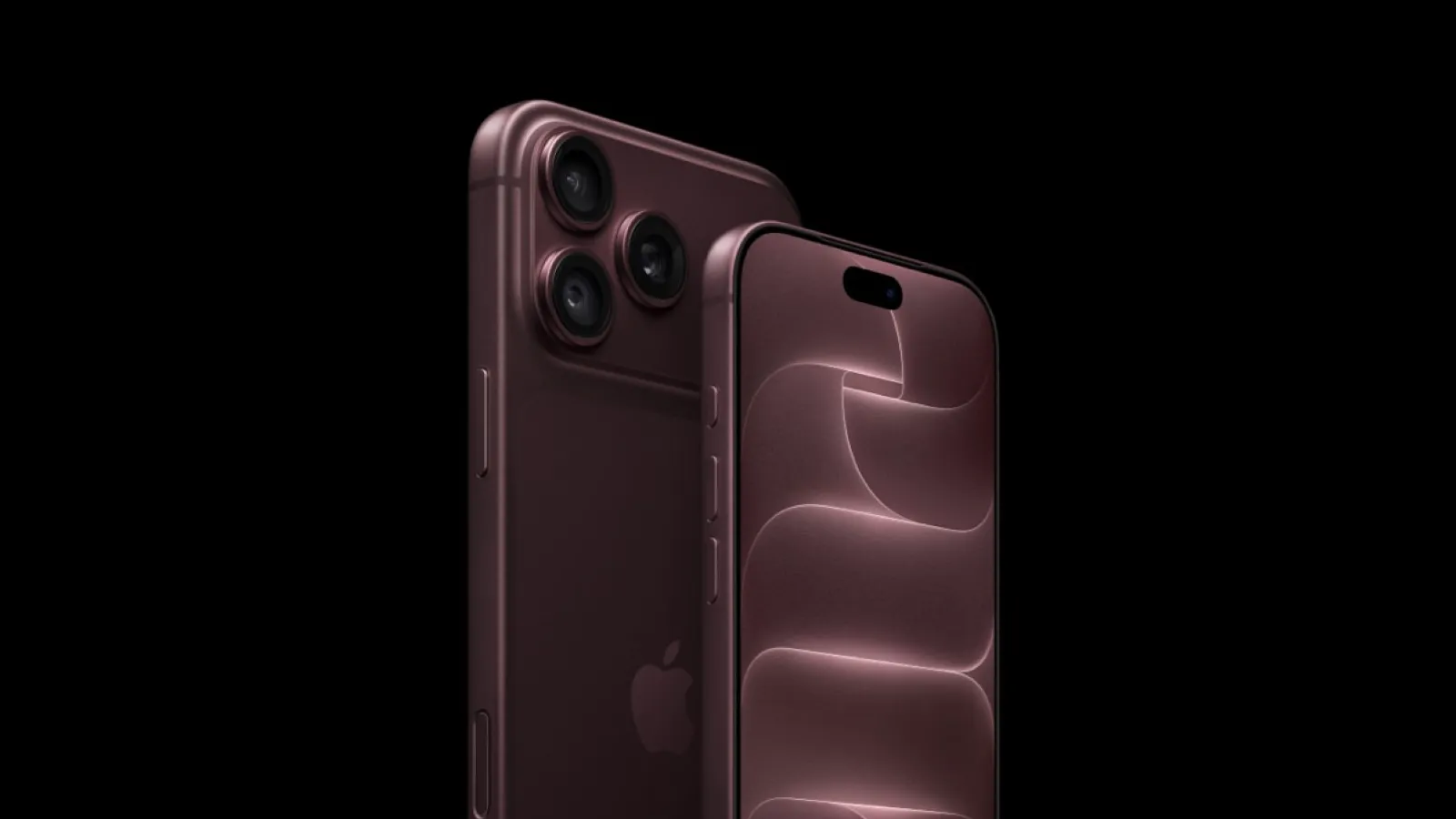 iPhone 18 Pro en tono burdeos mostrando su panel frontal y su módulo de triple cámara