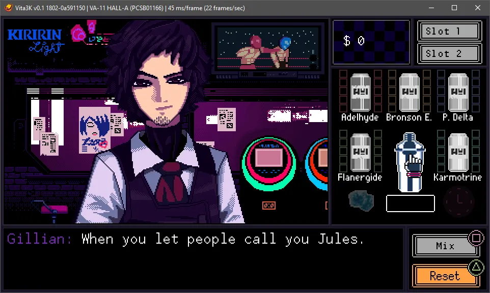 VA-11 HALL-A renderizado por el emulador Vita3K