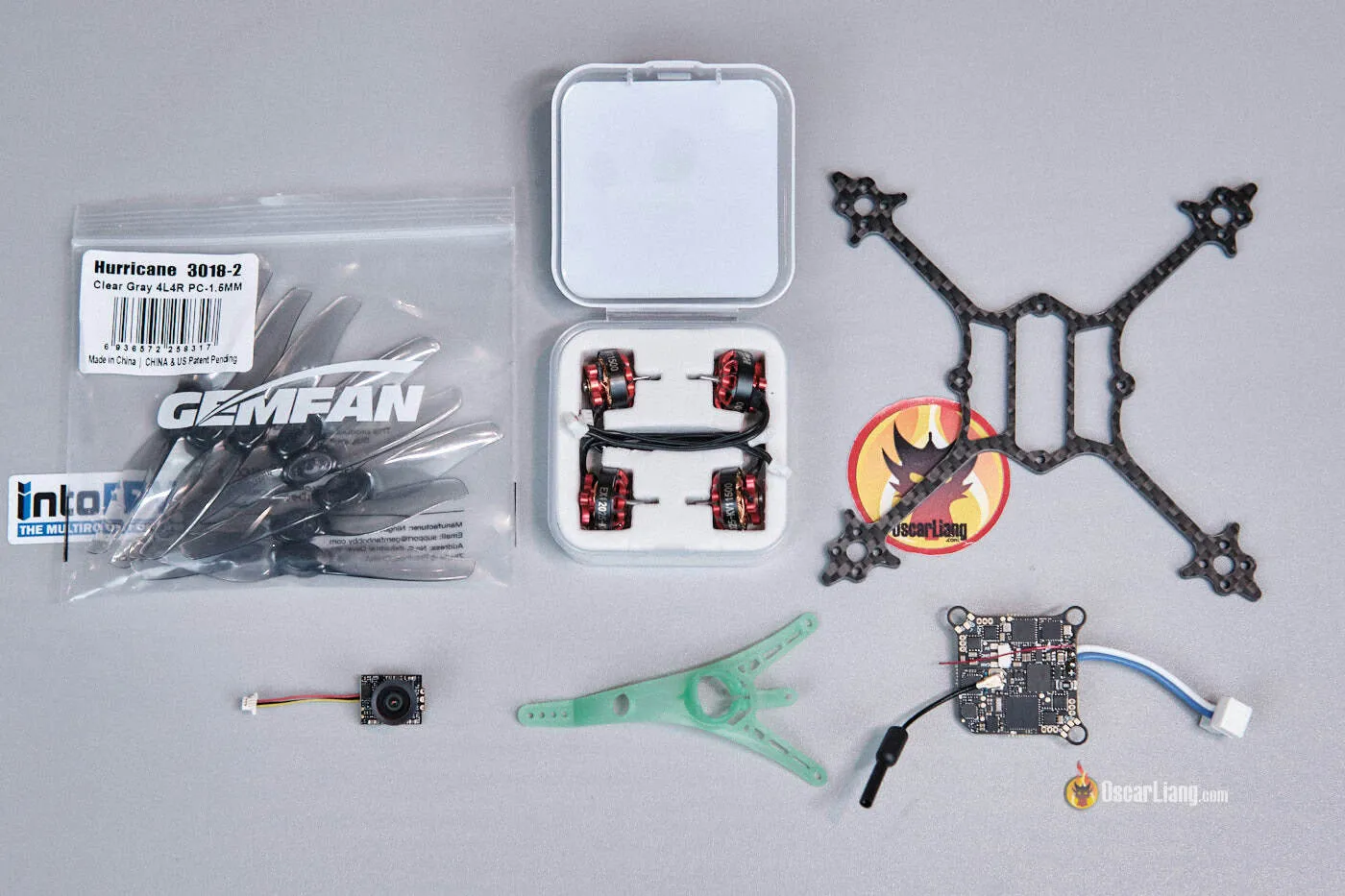 The parts needed for the 1S 3-inch toothpick build