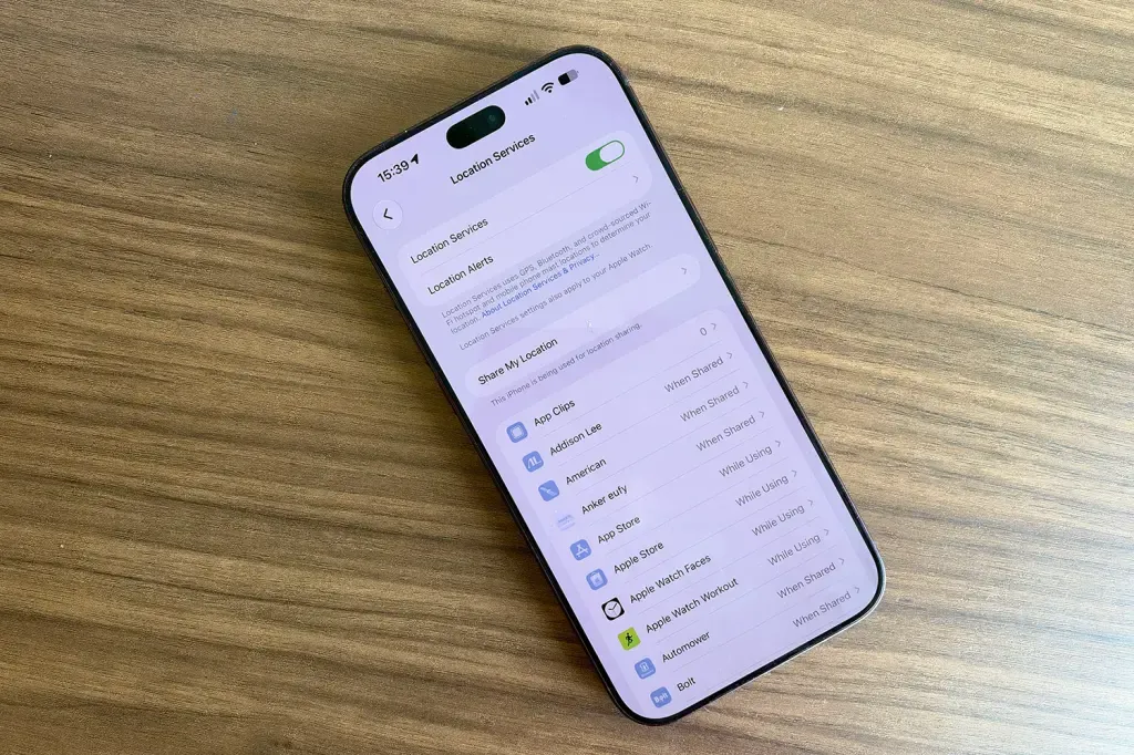 Lista de aplicaciones con acceso a la ubicación en un iPhone