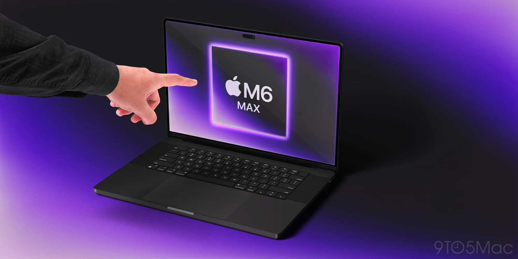 Maqueta de un MacBook Pro con pantalla táctil y panel OLED