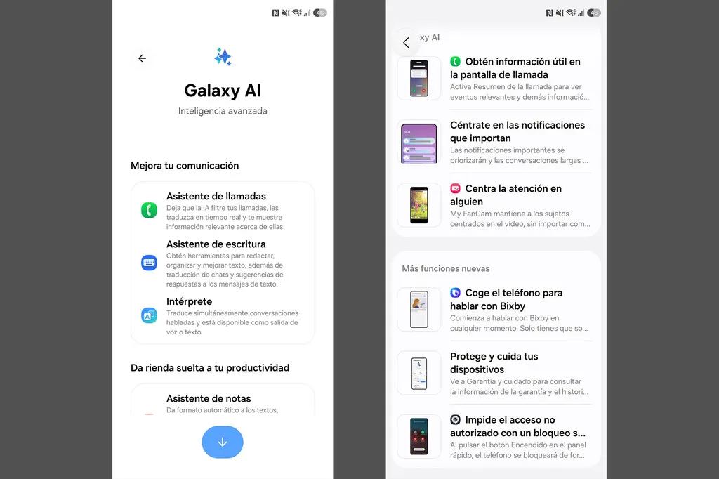 Un Galaxy sobre una mesa de madera con la pantalla de bienvenida de One UI 9.0