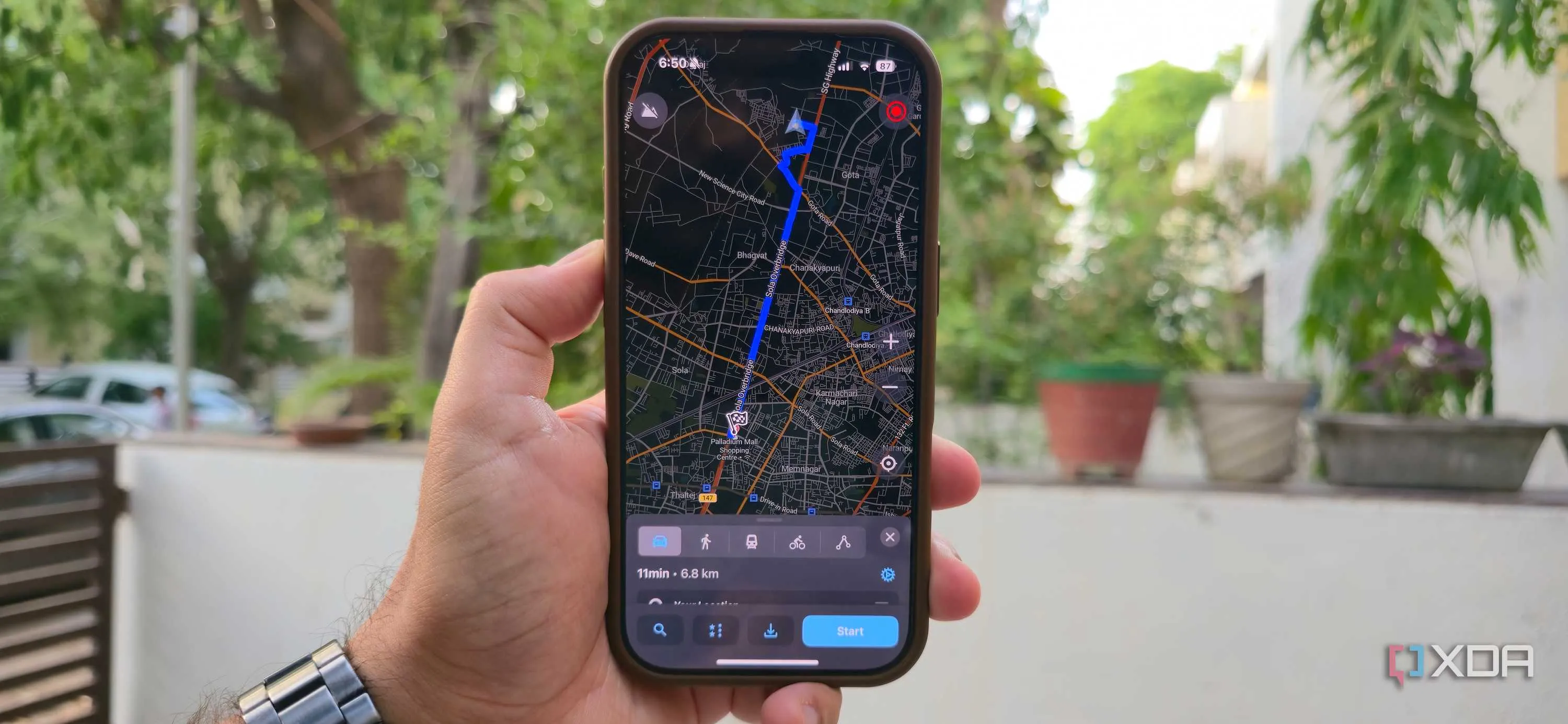 Interfaz de Organic Maps en un iPhone, vista 3