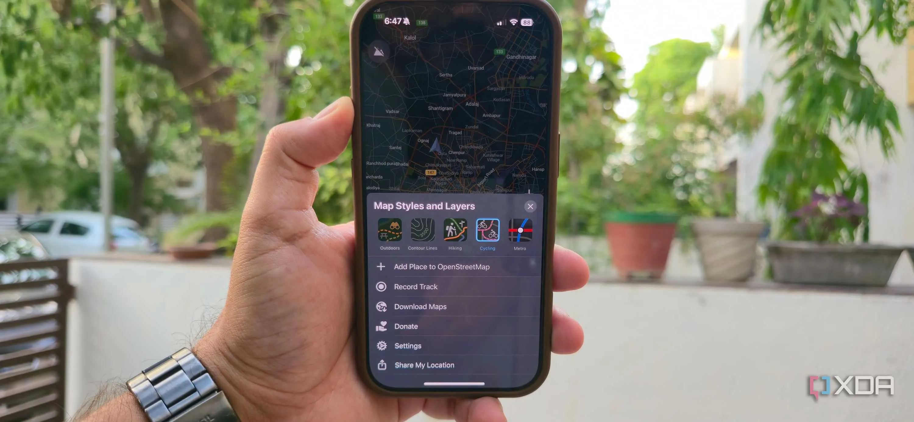 Interfaz de Organic Maps en un iPhone, vista 5