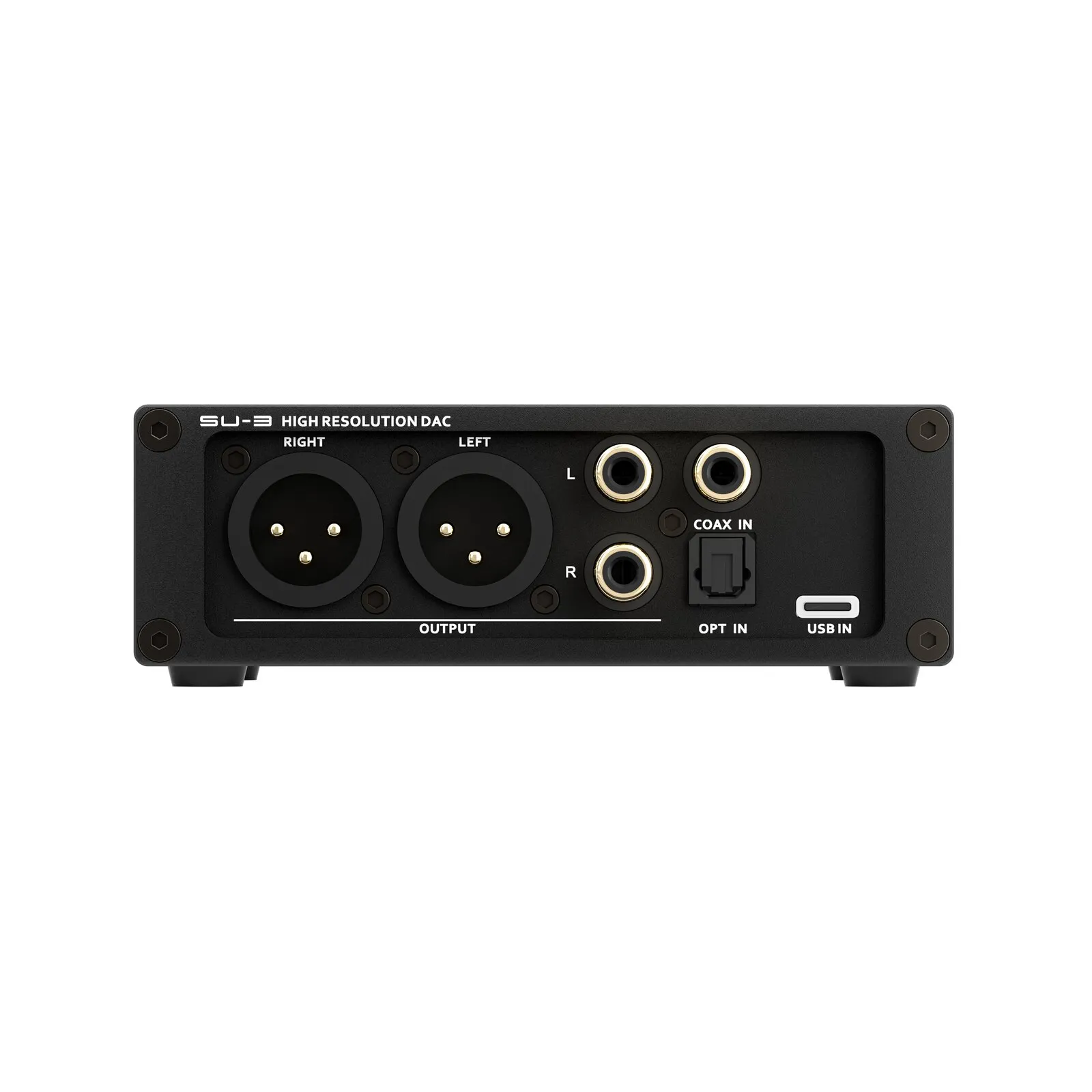 Panel trasero del SMSL SU-3 con salidas XLR y RCA y entradas digitales
