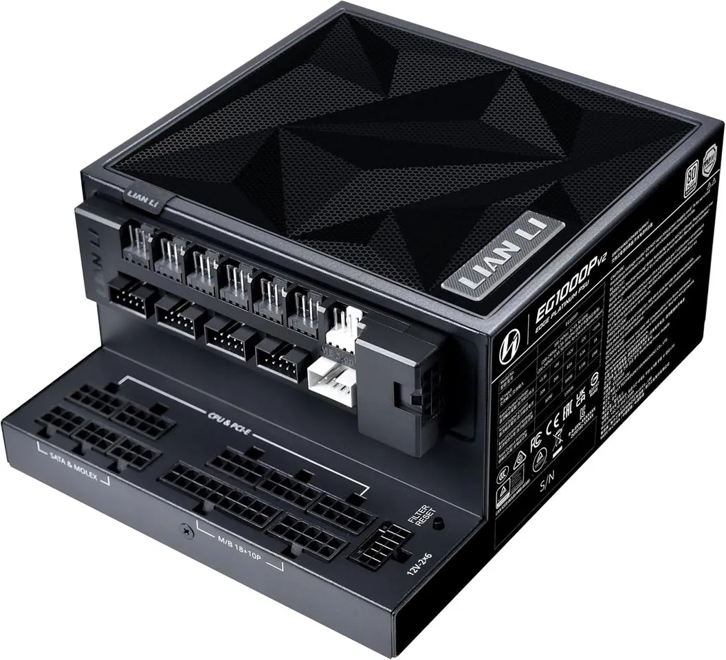 Fuente Edge Platinum V2 con el cableado mallado y los peines preinstalados