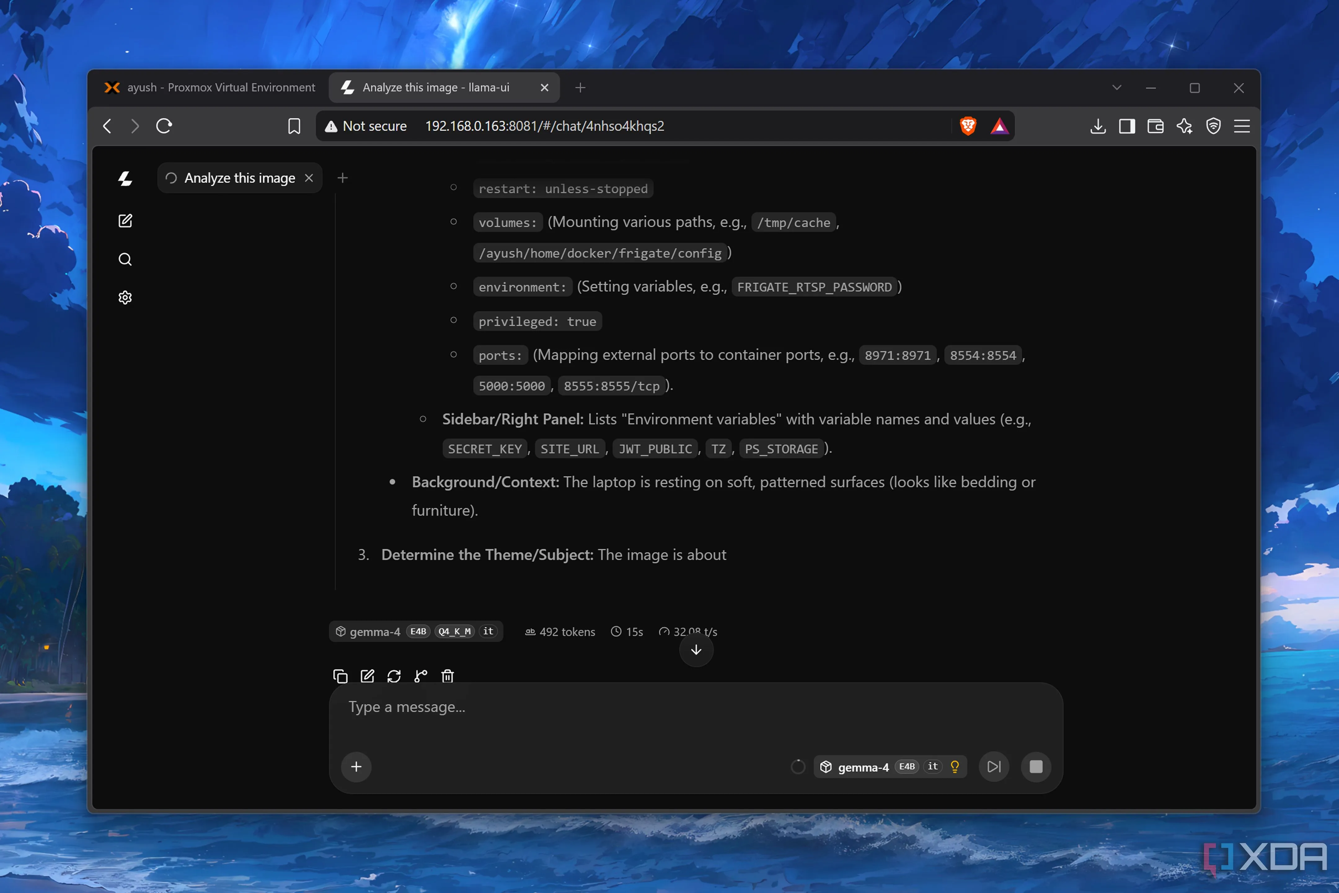llama-server ejecutando Gemma-4-E4B sobre la Intel Arc A750