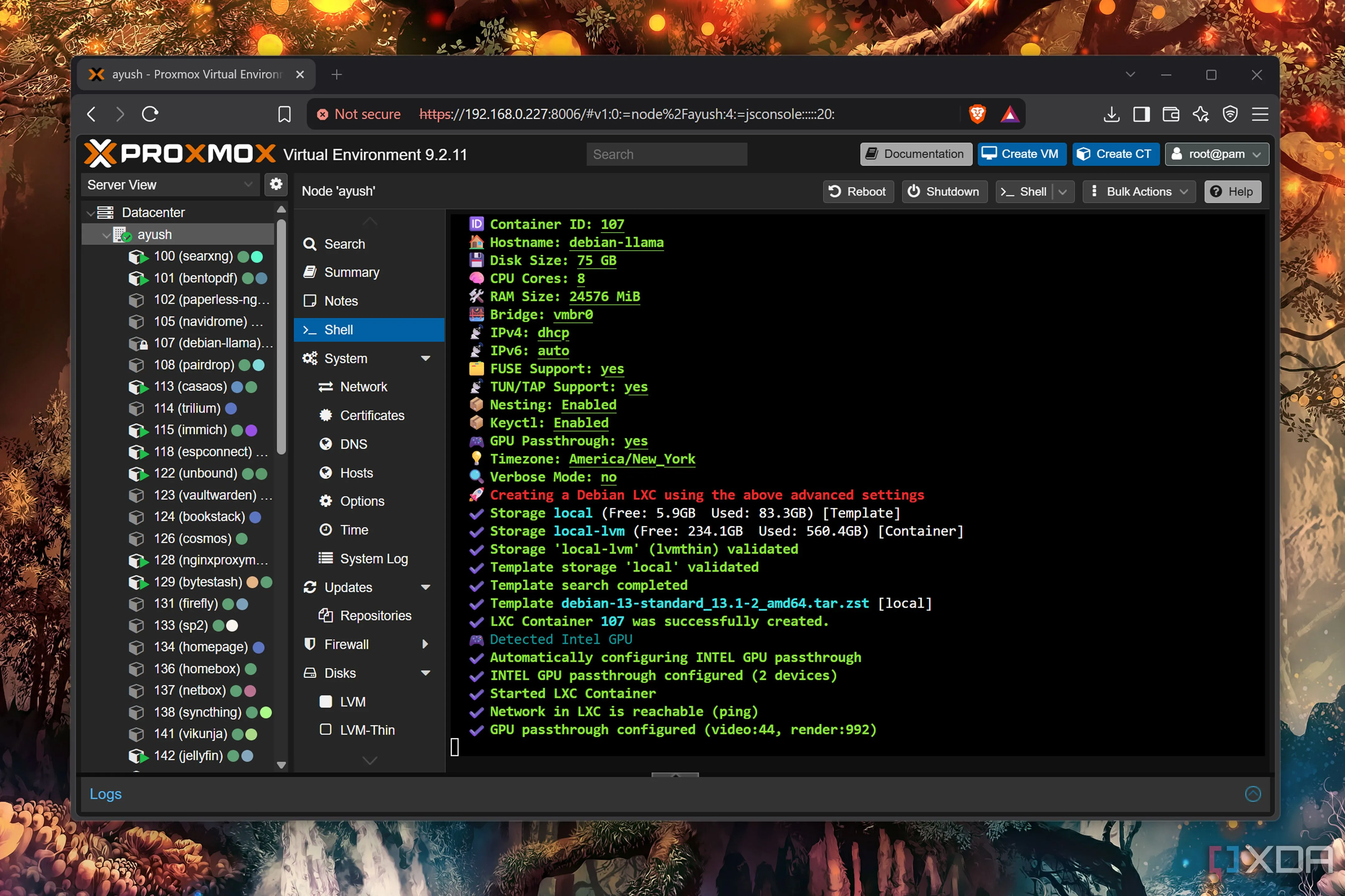 Despliegue del contenedor LXC de Debian con el asistente de Proxmox