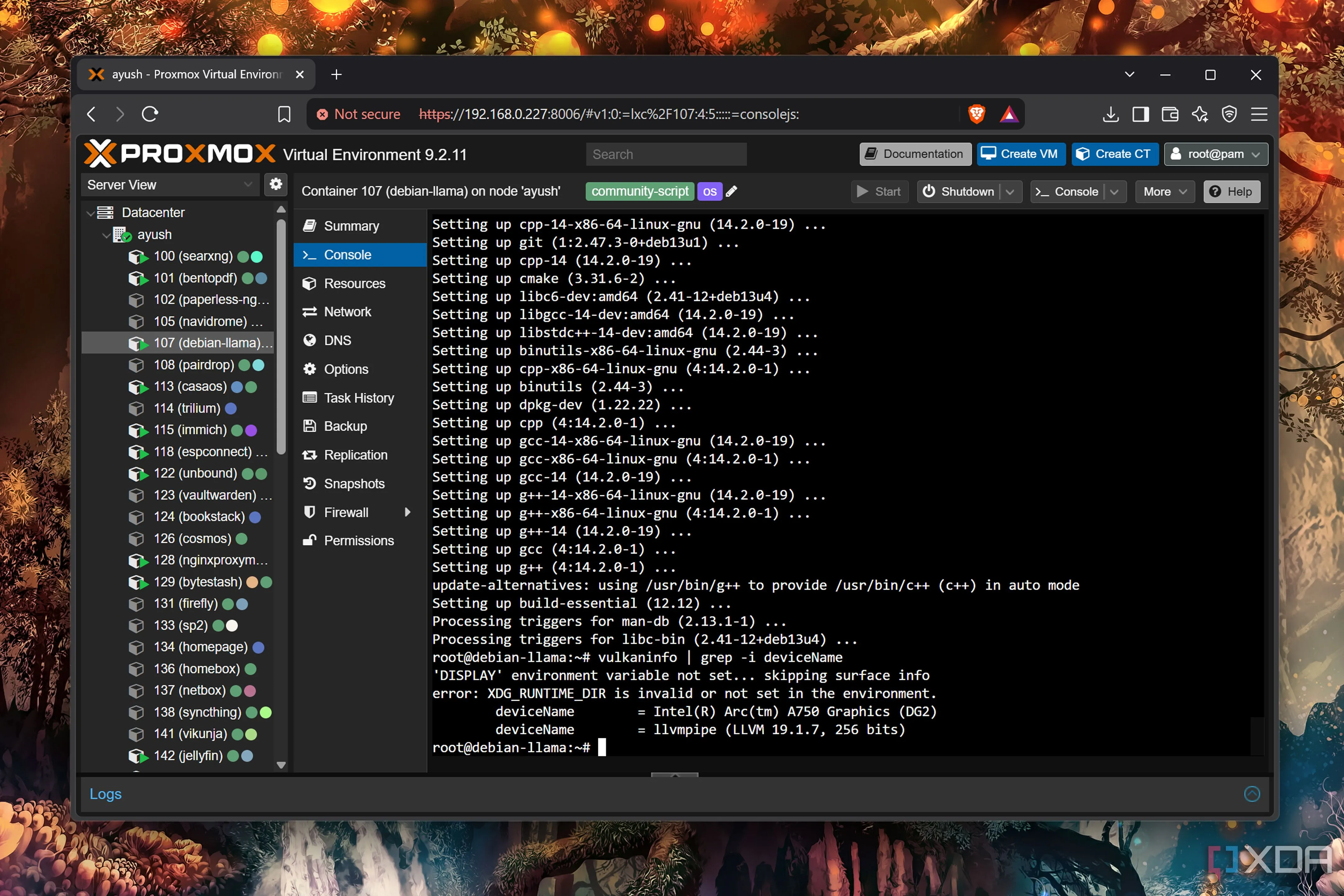 vulkaninfo detectando la Intel Arc A750 como dispositivo Vulkan