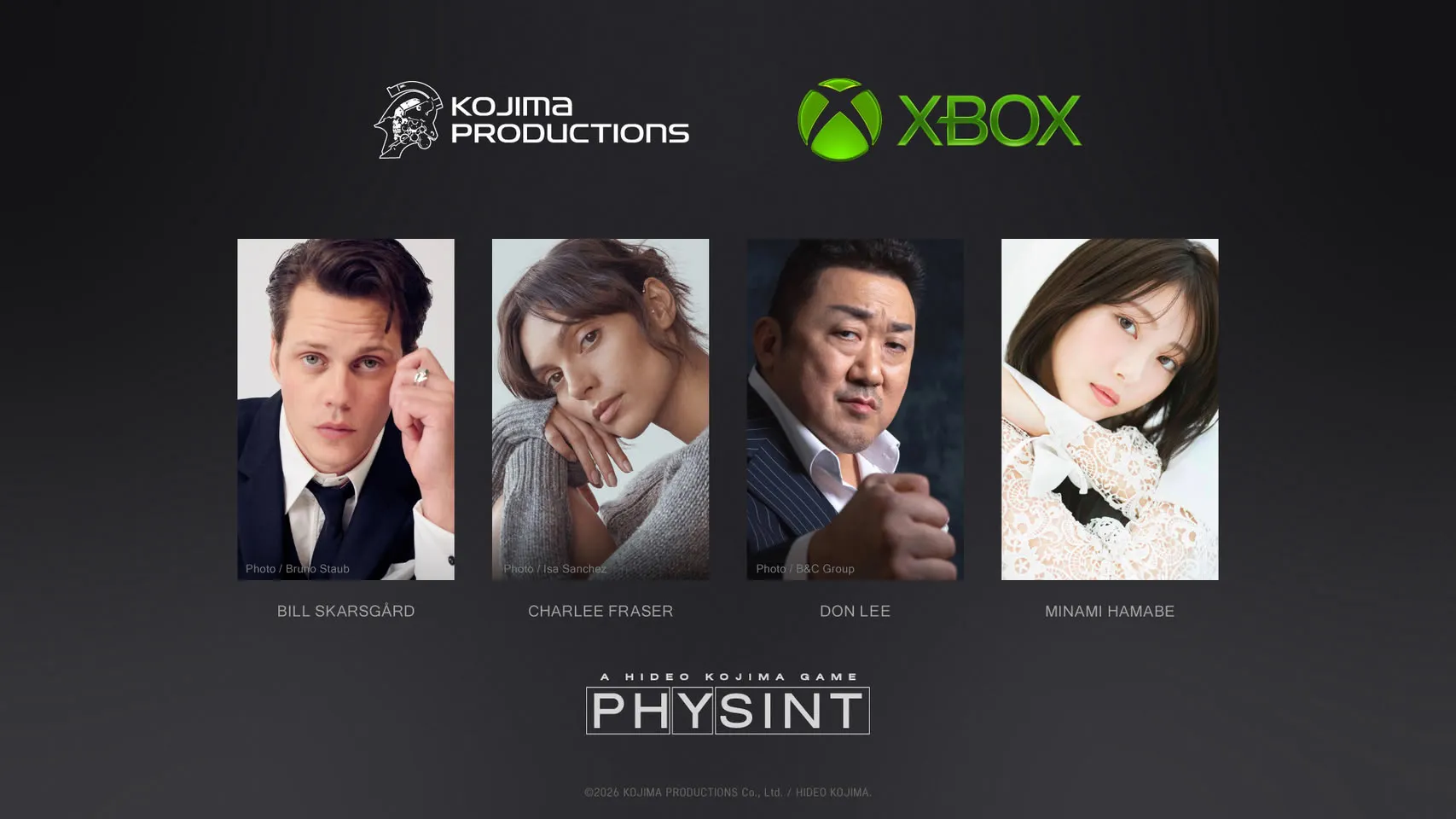 Los cuatro actores confirmados de Physint: Bill Skarsgård, Charlee Fraser, Don Lee y Minami Hamabe