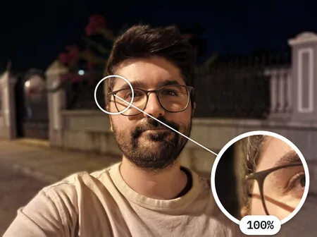 Selfie nocturno con modo retrato