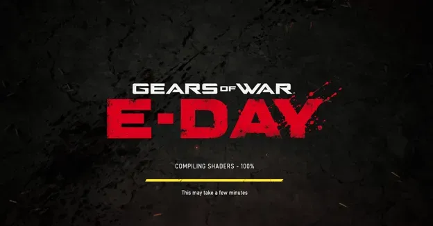 Gears of War: E-Day shader compilation screen at 100%