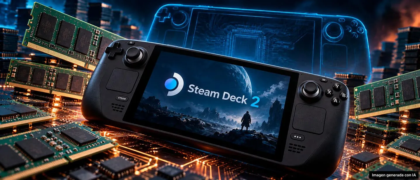 Ilustración sobre la Steam Deck 2 y la escasez de memoria RAM