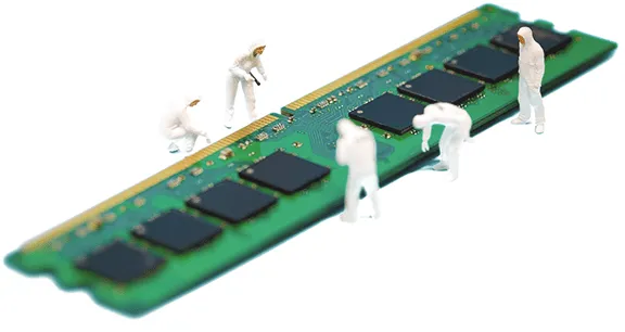 Módulos de memoria en una línea de producción