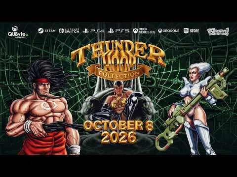 Plataformas de Thunder Hoop Collection con estética arcade retro
