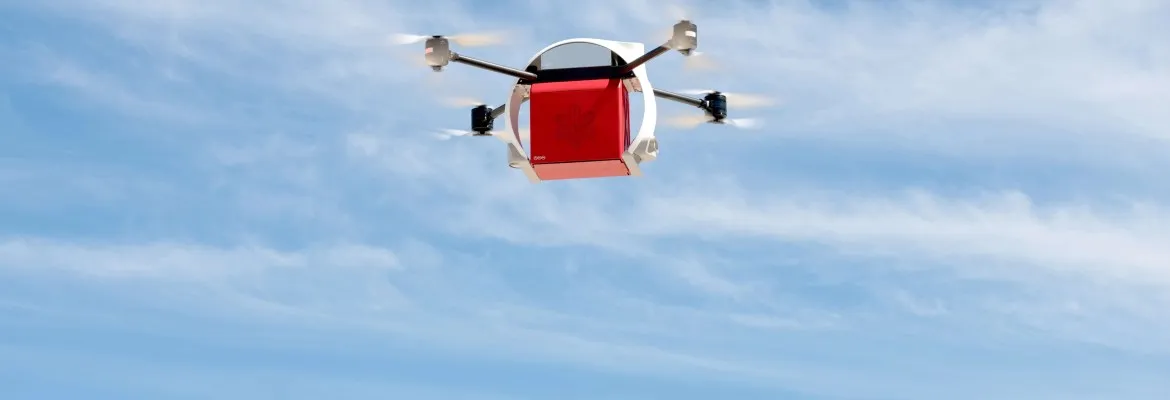 Matternet M3 drone in flight during a delivery